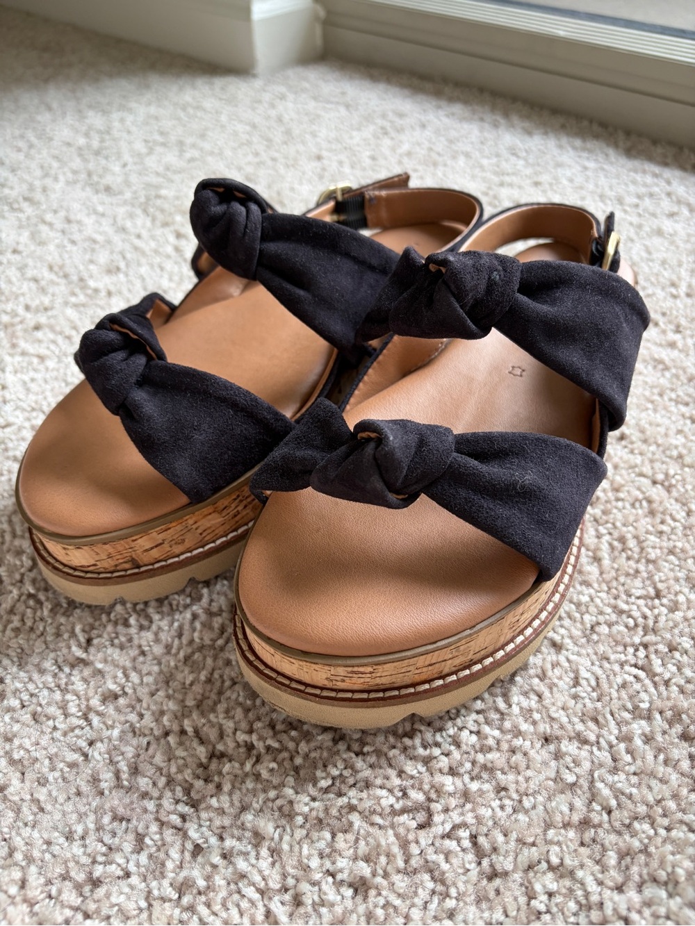 Women’s Black Knotted Cork Platform Sandals
